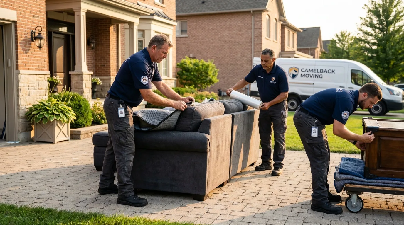 Large estate moving crew wrapping furniture in Rockford, AL