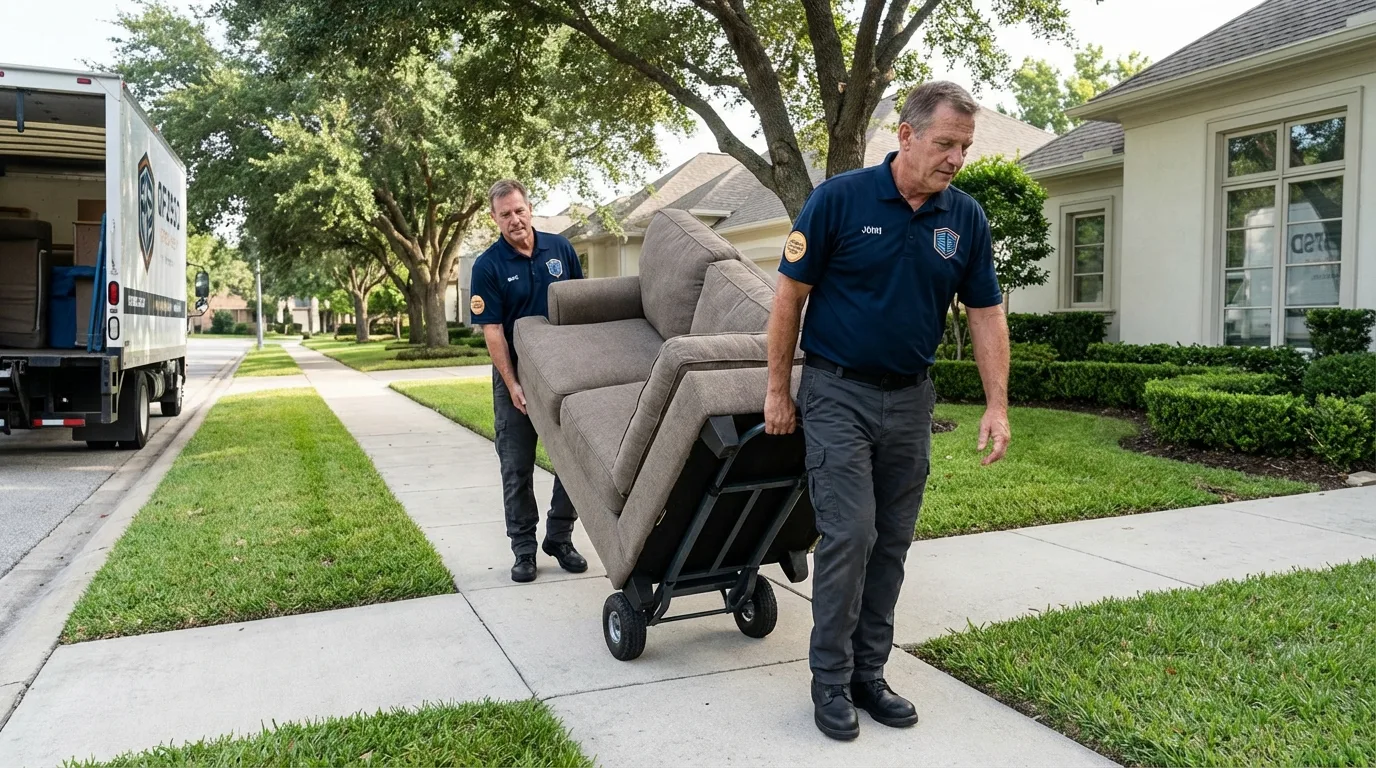 Local residential moving crew loading furniture in Rockford, AL