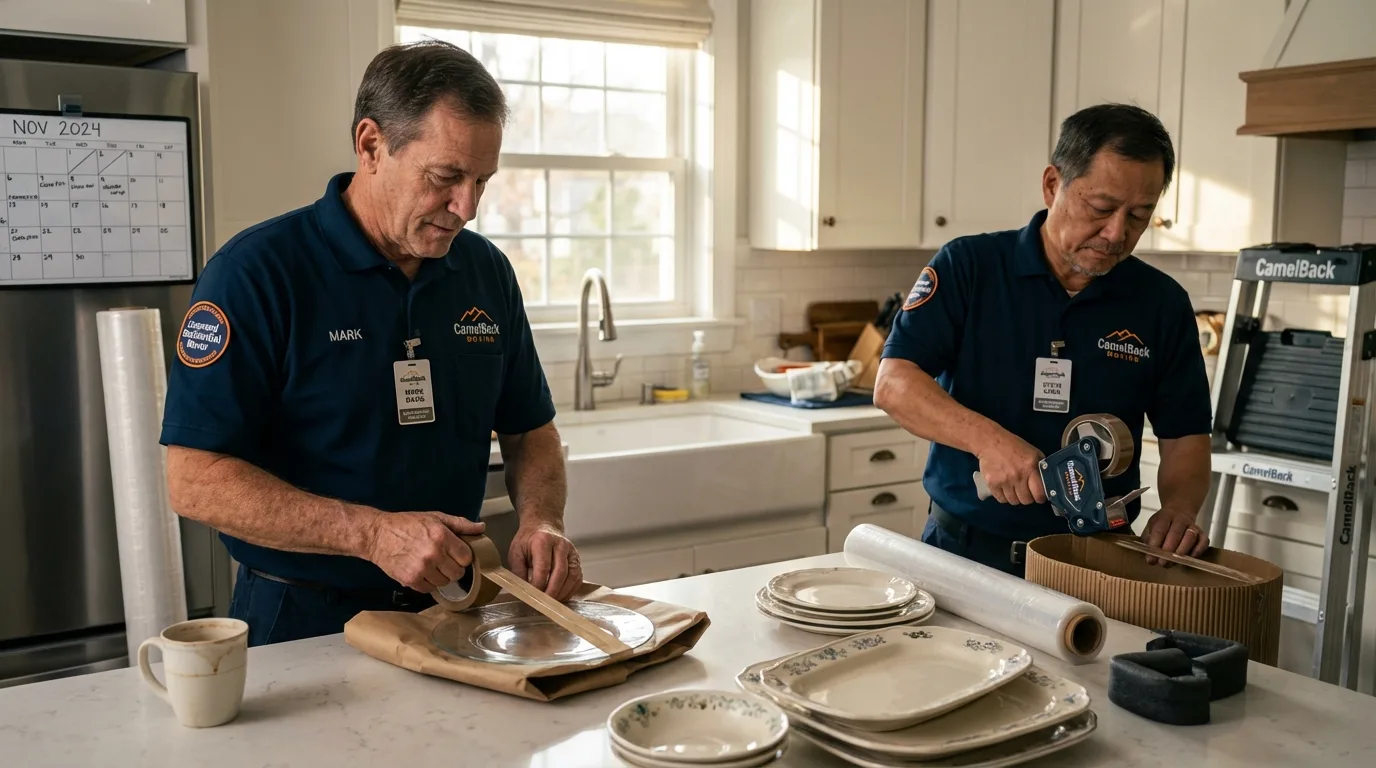 Professional crew packing kitchen dishware in Rockford, AL
